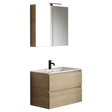 Riho Spring Glow Badmöbel Set 2 - 80 cm, Spiegelschrank, Keramik-Waschtisch, WTU