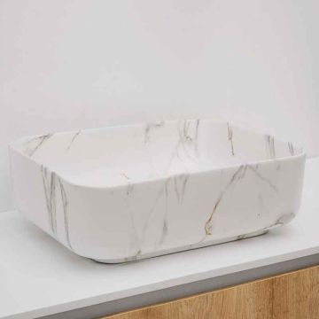 Riho Graph-it Stone Slim Aufsatzwaschtisch rechteckig Weiß Matt