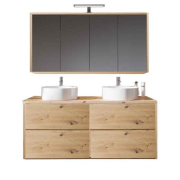 Riho Porto Bowl Badmöbel Set - 121 cm Eiche Natur