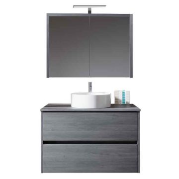Riho Porto Bowl Badmöbel Set - 81 cm Eiche Azabache Dunkelgrau