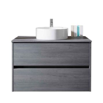 Riho Porto Bowl Waschtisch mit Unterschrank 81 cm, Front Eiche Azabache Dunkelgr