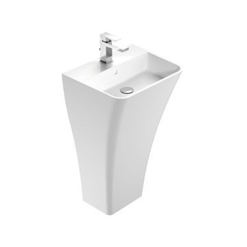 Treos Mineralguss Standwaschbecken mit Hahnloch mit Überlauf