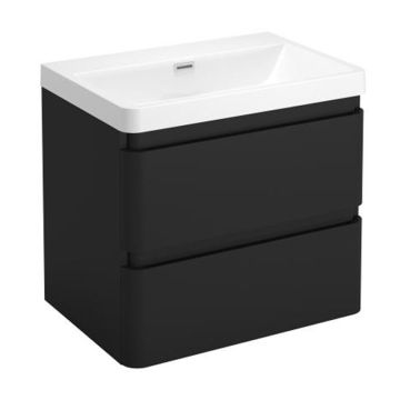 Treos Badmöbel ohne Hahnloch Schwarz Seidenmatt Freigestellt