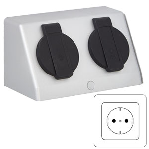 2x Doppelsteckdose mit Berührungsschutz - Standard: 2x Doppelsteckdose mit Berührungsschutz - Standard